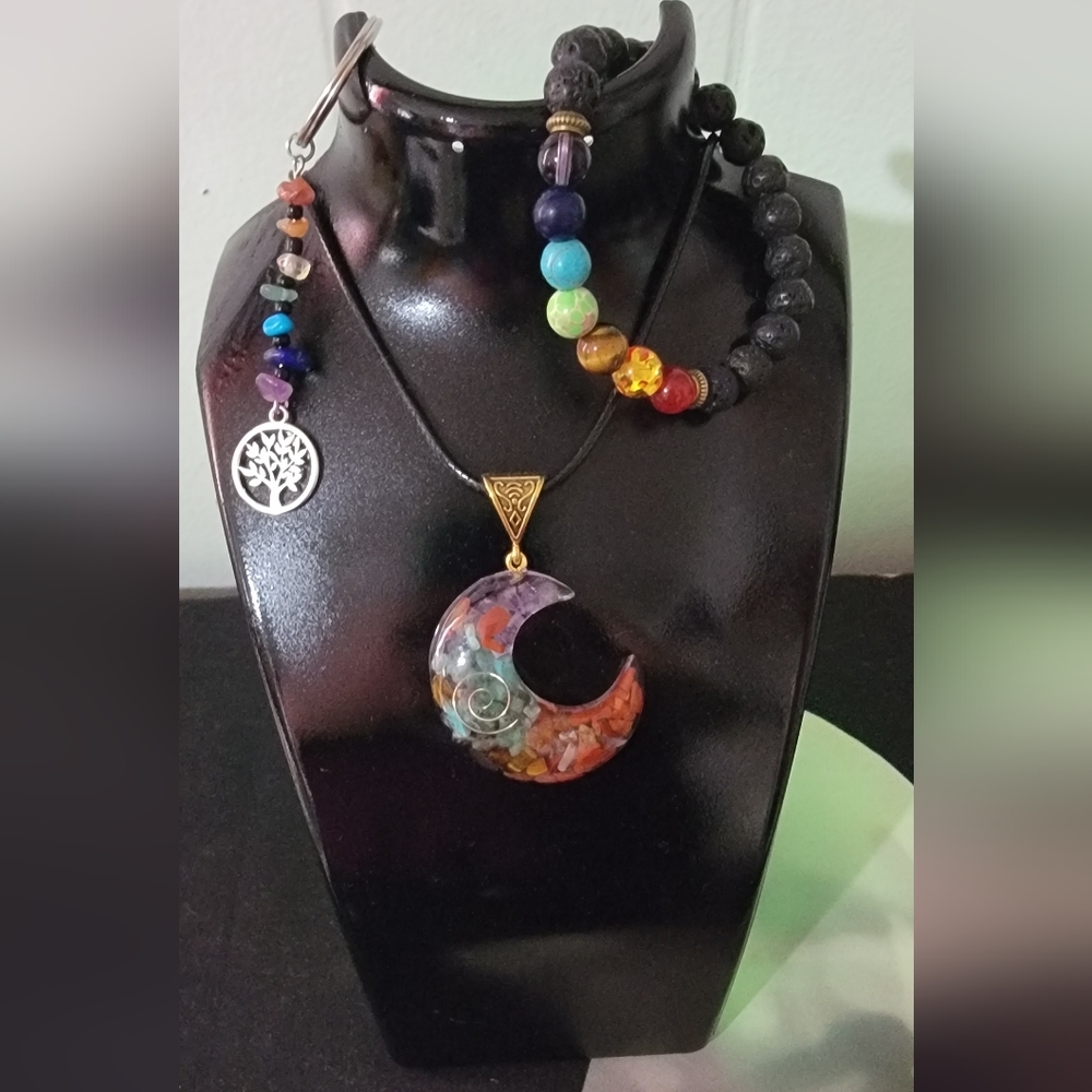 Chakra 3pc Moon Necklace Bundle